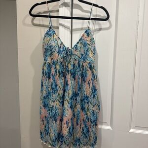 Spaghetti Strap V-Neck Printed Summer Mini Dress